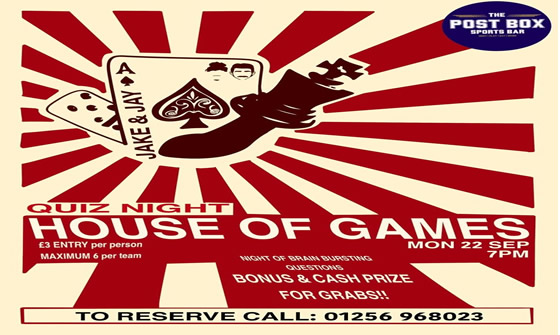 Jake & Jay's Quiz Night at The Post Box Sports Bar in Basingstoke